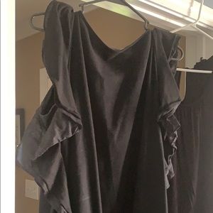 Ralph Lauren black sleeveless tops with ruffles
